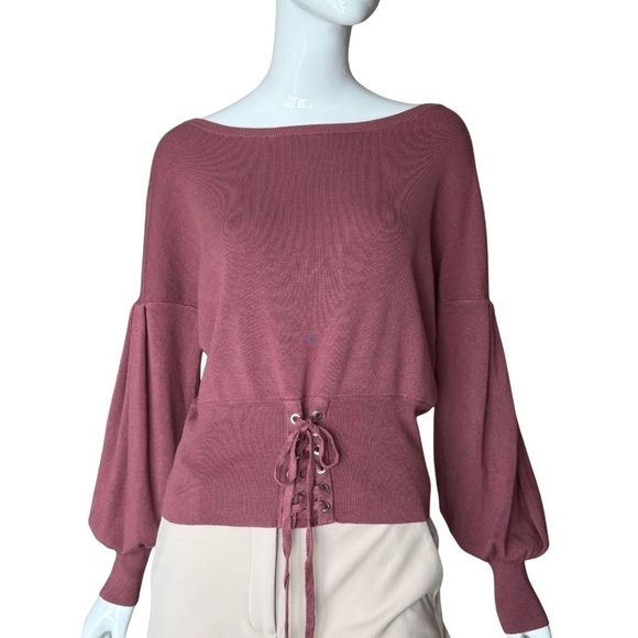 Express Sweaters - Express Dusty Rose Boat Neck Sweater With Corset Lace-up Detail Size Small NWT